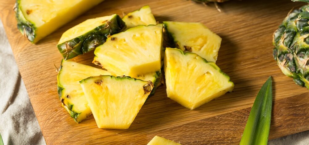 Raw Yellow Organic PIneapple Slices Ready to Eat