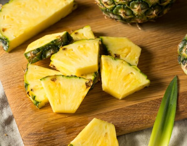 Raw Yellow Organic PIneapple Slices Ready to Eat